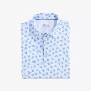 Vineyard Vines Range Bucket Palmero Men Short Sleeve Golf Polo Shirt Blue Medium